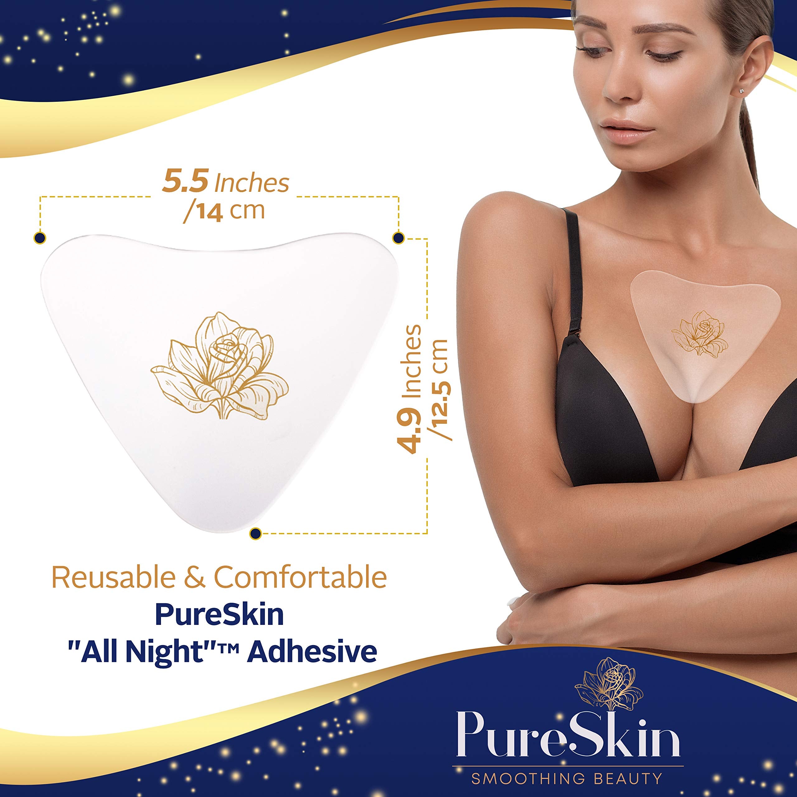 PureSkin chest wrinkle pad on side-sleep position helps protect skin