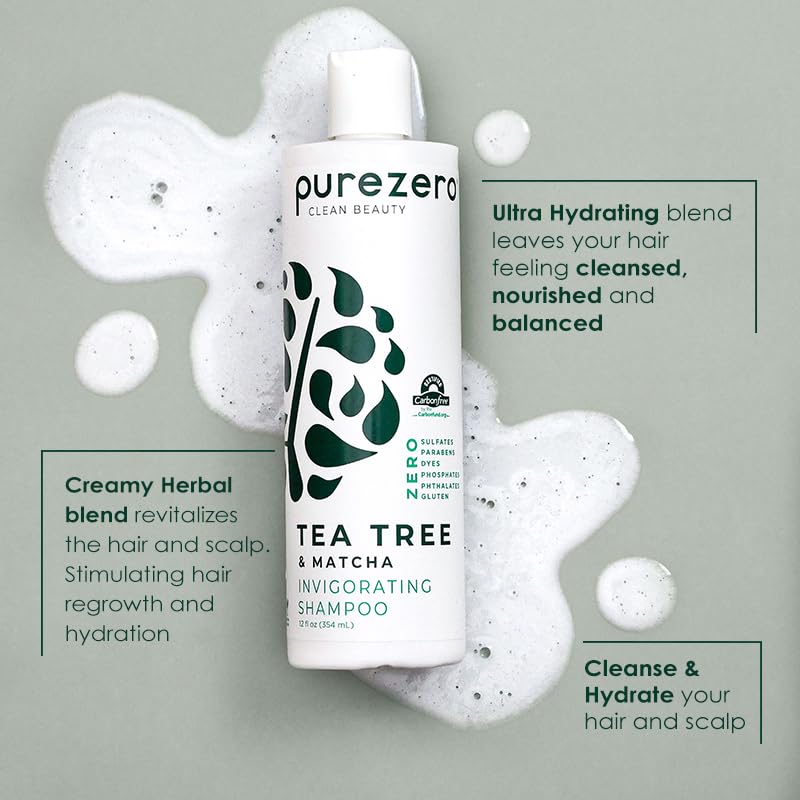 Purezero Tea Tree y Matcha Acondicionador, botella doble para brillo suave