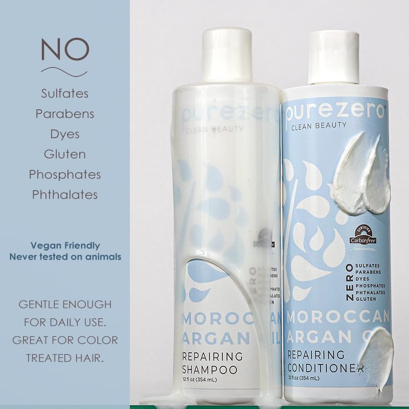 Champú Purezero con textura cremosa para cuidado diario del cabello.