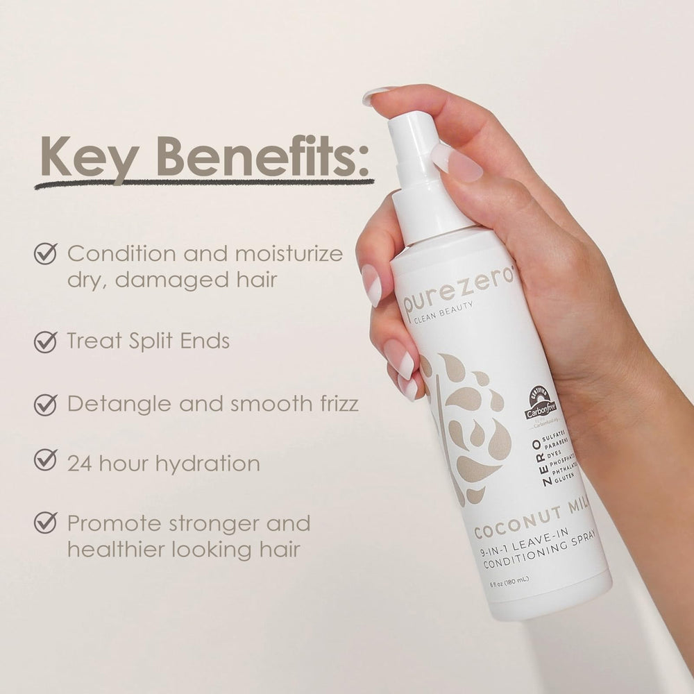 Purezero Leche de Coco 9-en-1: control del frizz sin peso