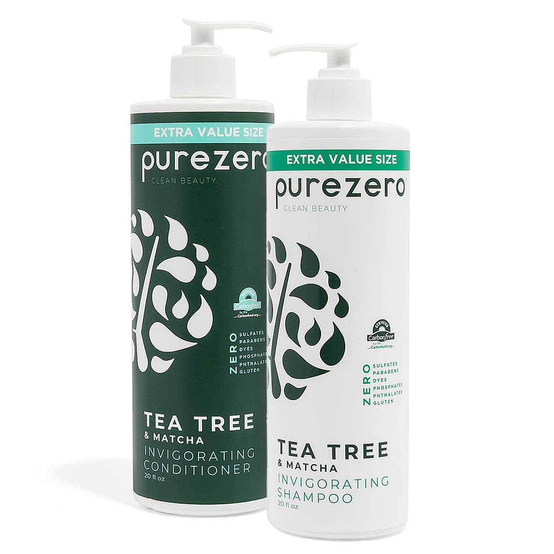 Purezero Champú Tea Tree Matcha, botella limpia y revitaliza el cuero cabelludo