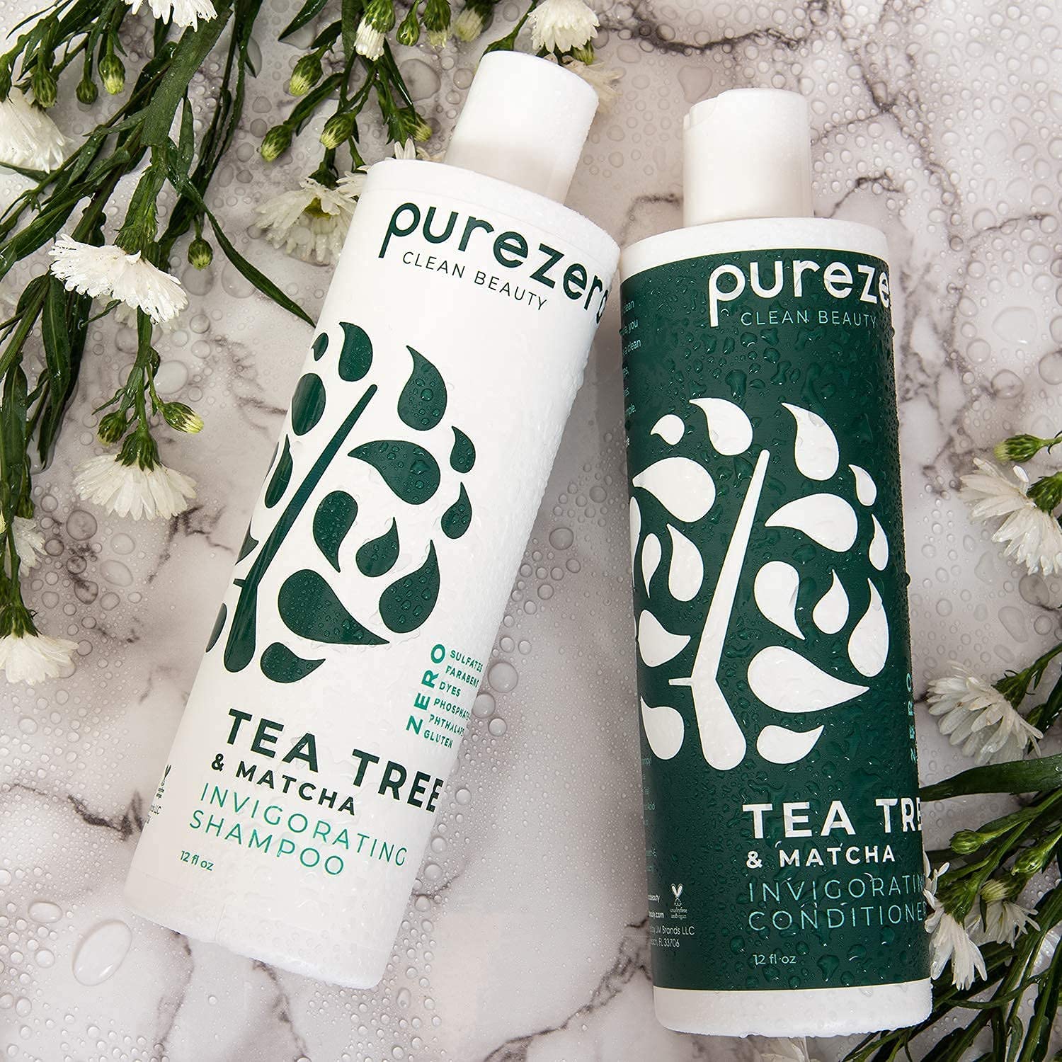 Purezero Champú Tea Tree Matcha, espuma fresca para cabello limpio y ligero