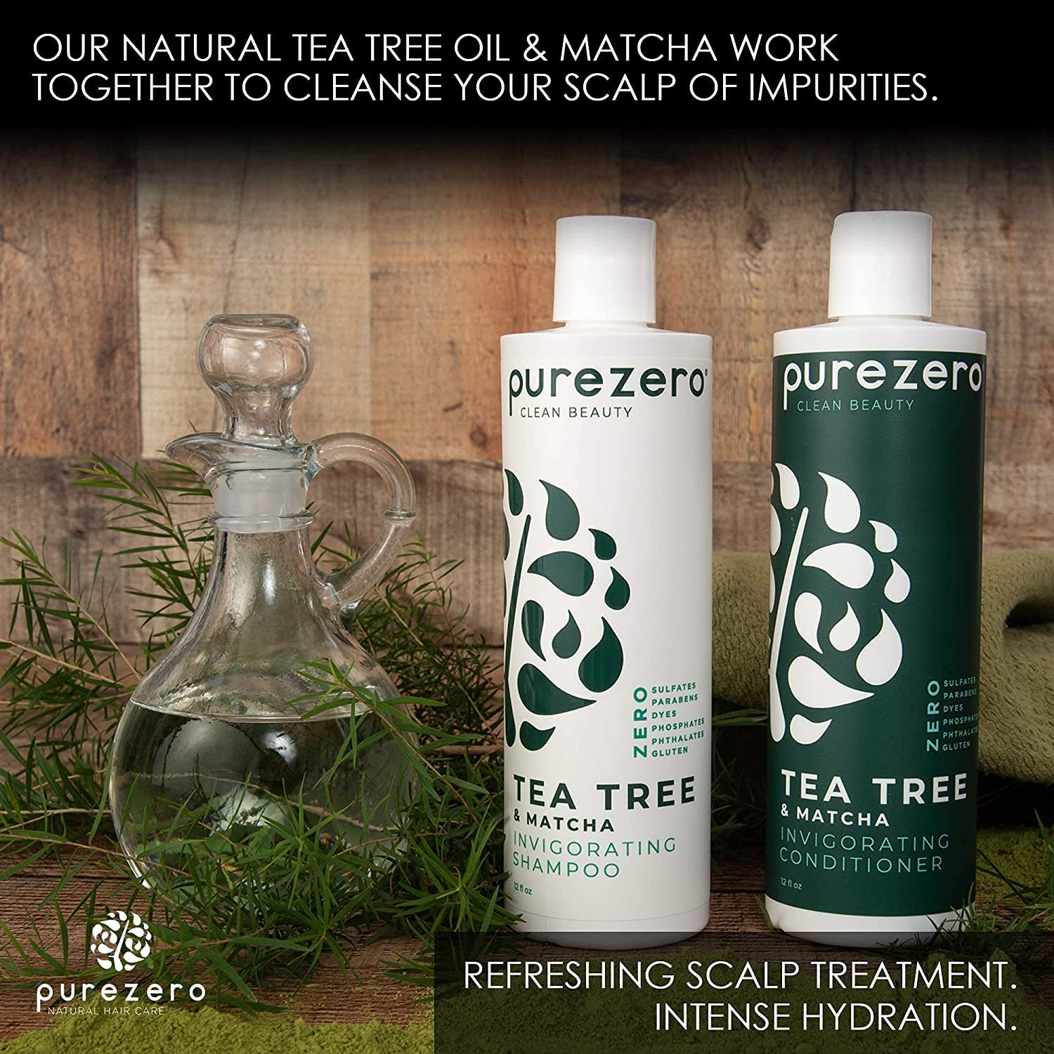 Purezero Acondicionador Tea Tree Matcha, aplicación deja cabello nutrido y manejable