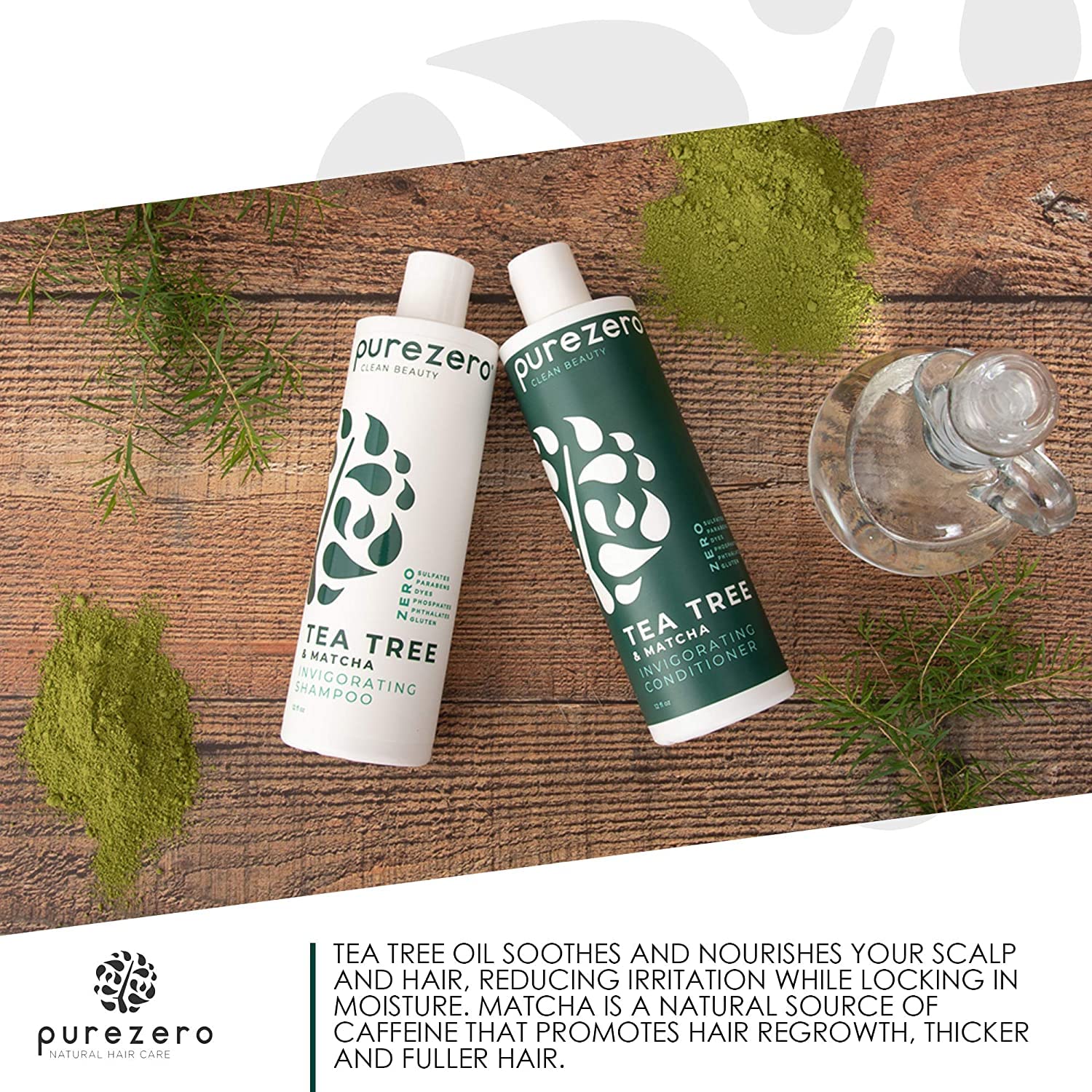 Purezero Acondicionador Tea Tree Matcha, desenreda y suaviza el cabello