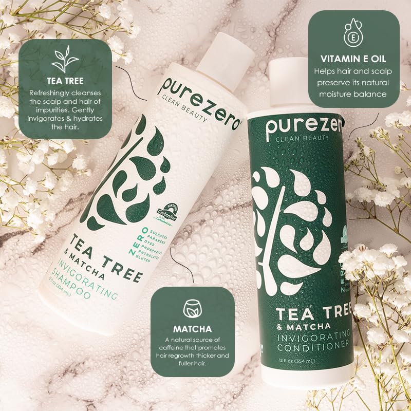 Purezero Tea Tree y Matcha Ingredientes clave para cuidado capilar