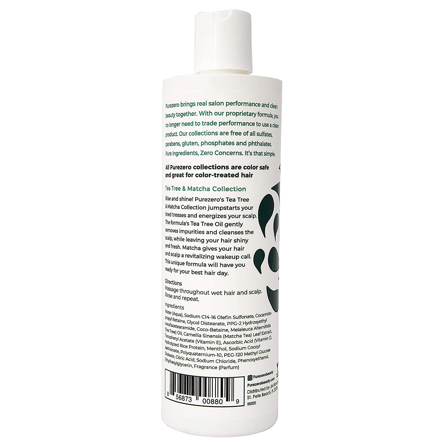 Purezero Champú Tea Tree Matcha, fórmula vegana y libre de crueldad