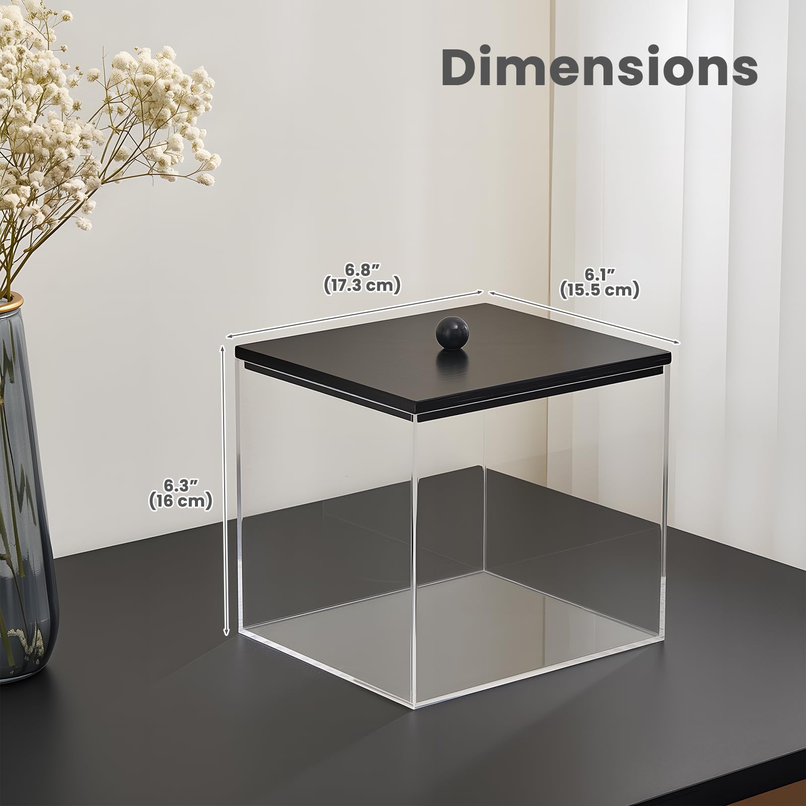 Puricon facial towel holder with wood lid provides easy monitoring on the counter.