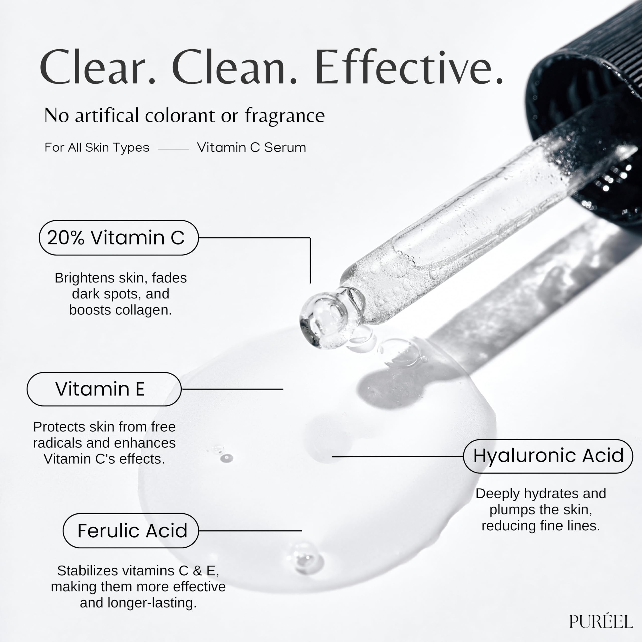Purify Puréel Serum gotero para dosis precisa y suave