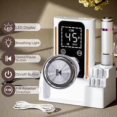 Puriom nail drill with USB charging demonstrates rechargeability for convenient outdoor sessions.