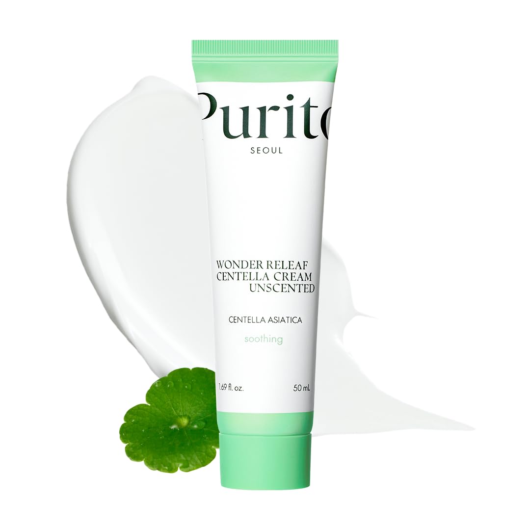 Purito Centella Sin Aroma crema frente, calmante para piel sensible.