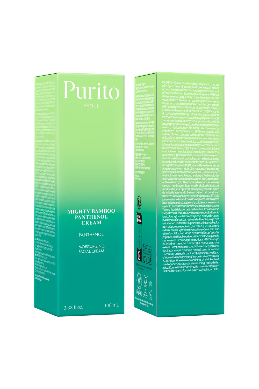 Purito Panthenol 10% compatible con protección solar y maquillaje para rutina diaria.
