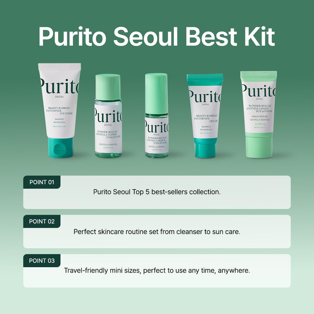 Purito Seoul Best Kit texturas suaves para experiencia sensorial del cuidado facial.