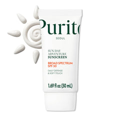 PURITO Sunscreen: textura ligera y botella, ideal para uso diario sin sensación grasa.