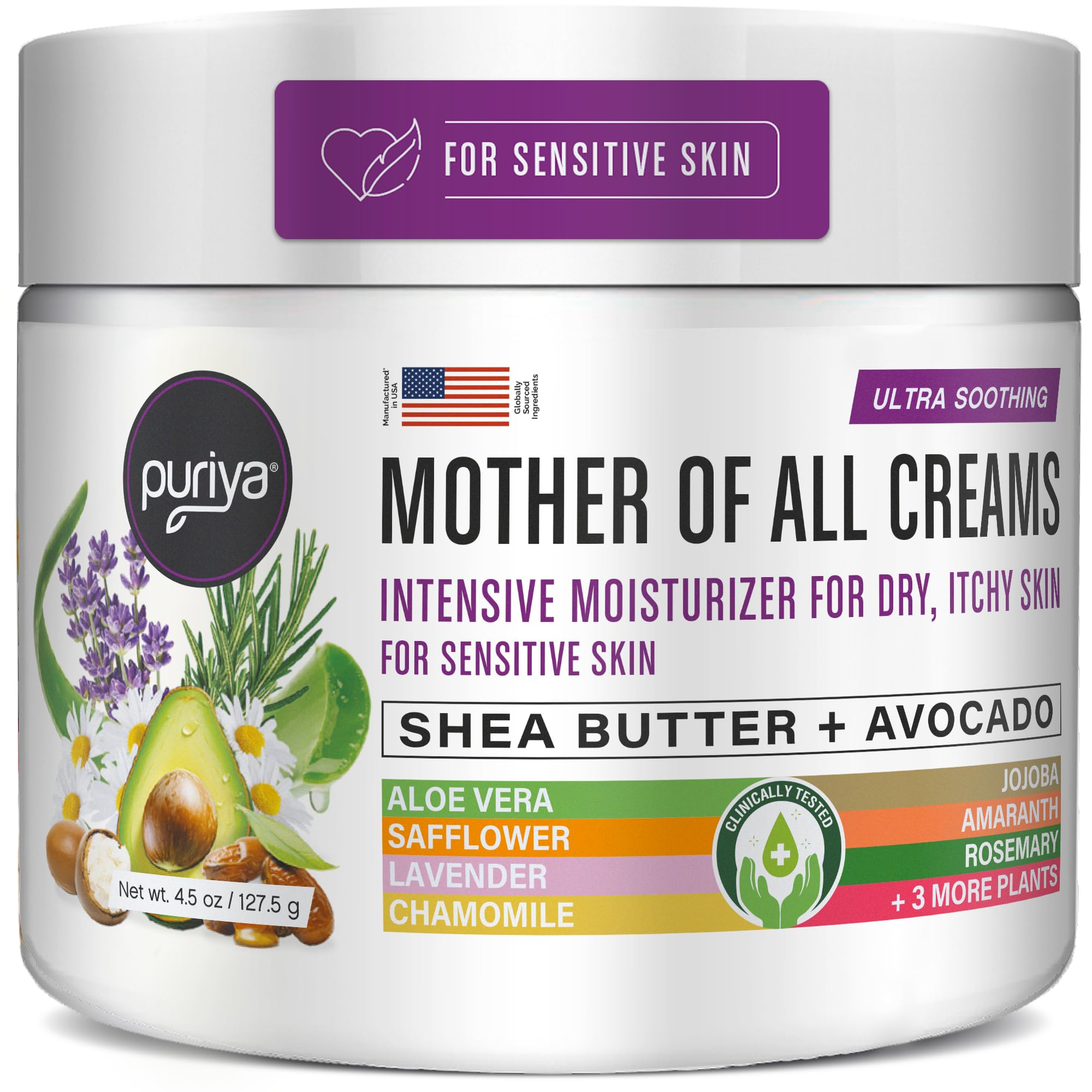 Puriya Intensive Moisturizer jar with honey and shea butter for lasting hydration.