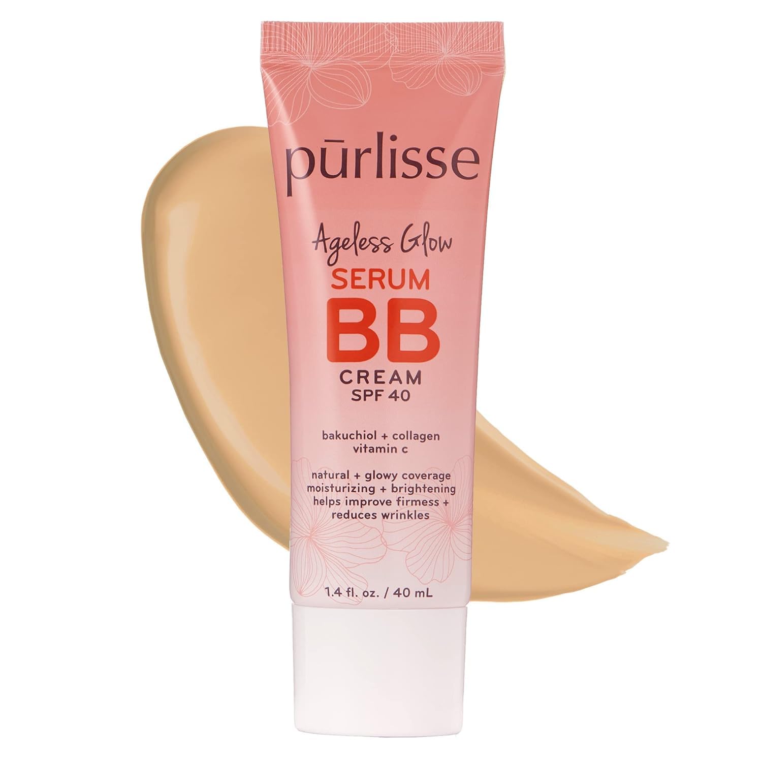 Pūrlisse Ageless Glow Serum BB Cream SPF 40 application for natural dewy finish and light coverage