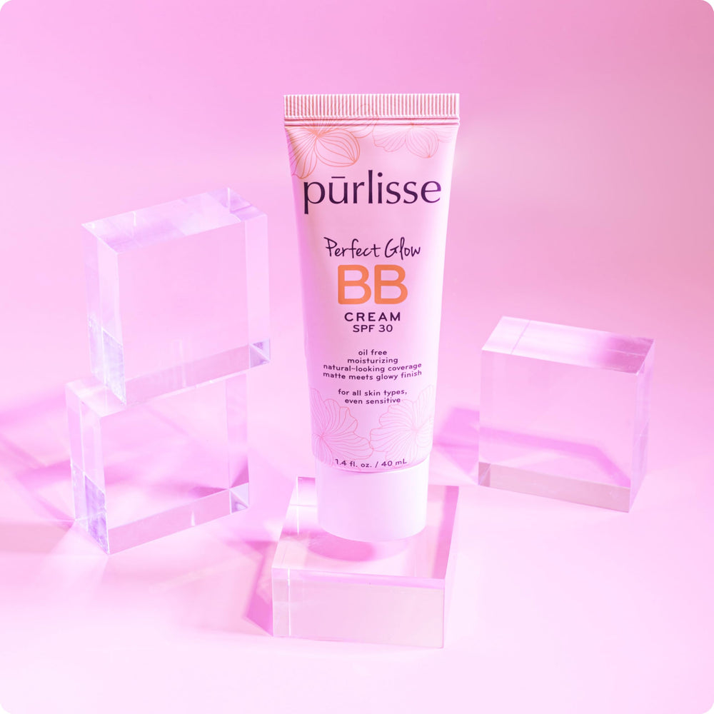 Pūrlisse Perfect Glow BB Cream tube-cap packaging for on-the-go use.