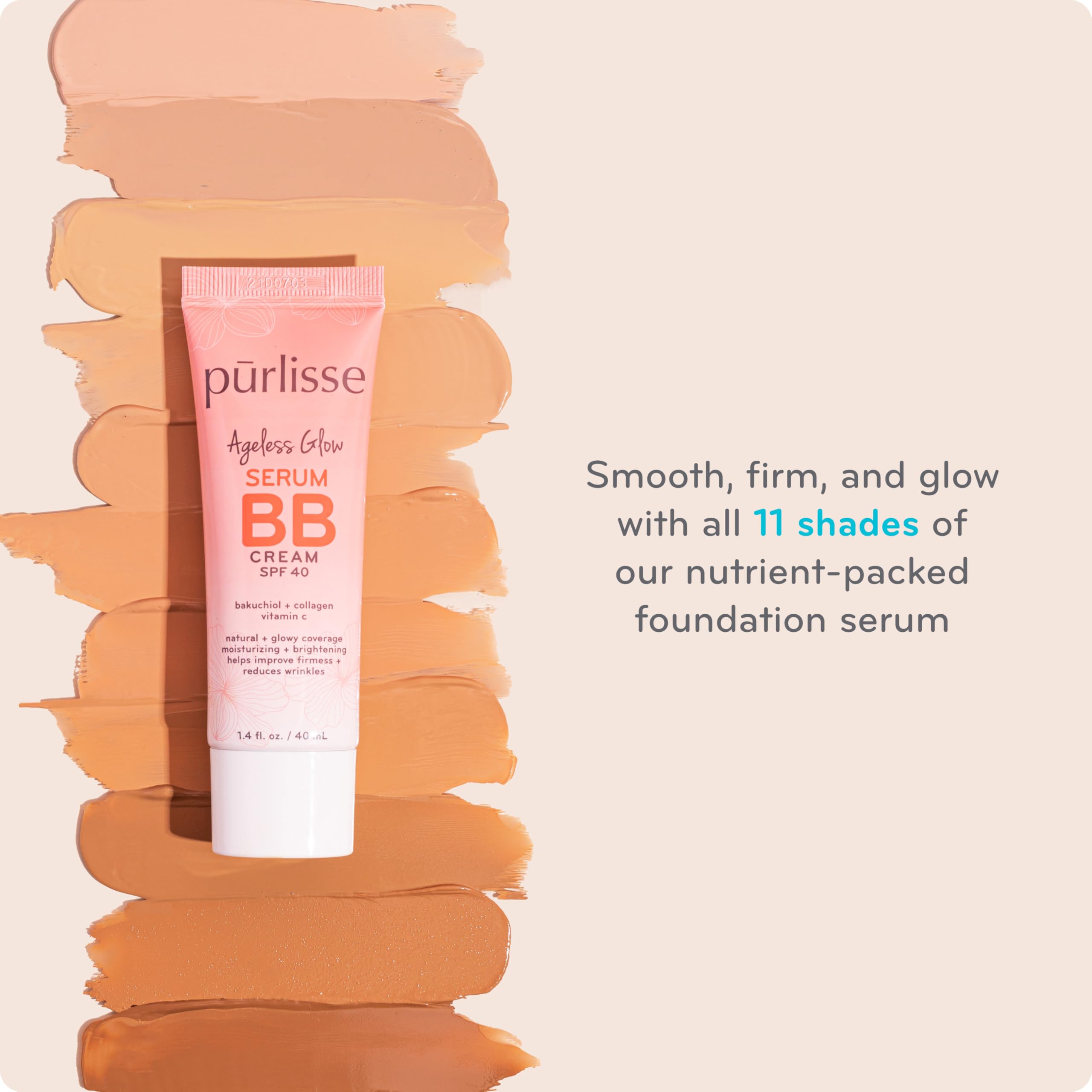 Purlisse SPF 40 sunscreen shield for daytime wear with dewy glow.