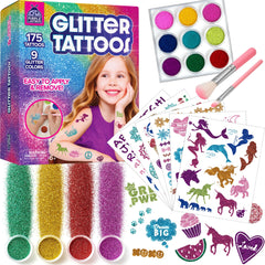 Purple Ladybug kit tatuajes brillantes 175 piezas, ideal para fiestas creativas.