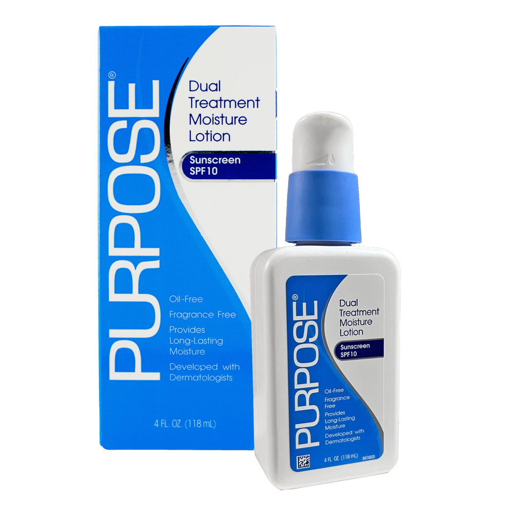 Purpose loción hidratante SPF 10 en botella, ideal para uso diario