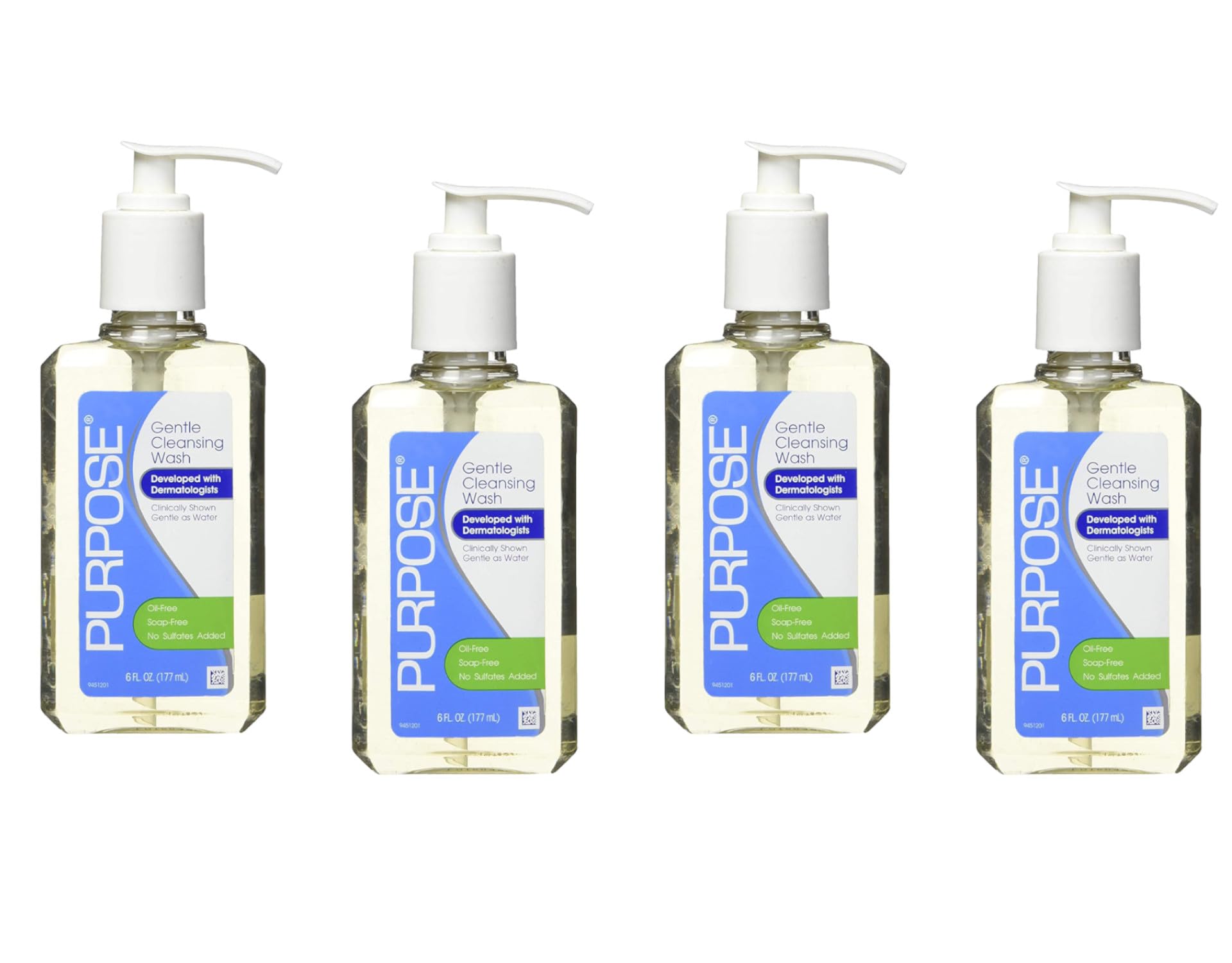 Purpose Gentle Cleansing Wash bottle front shows skin-friendly cleansing formula