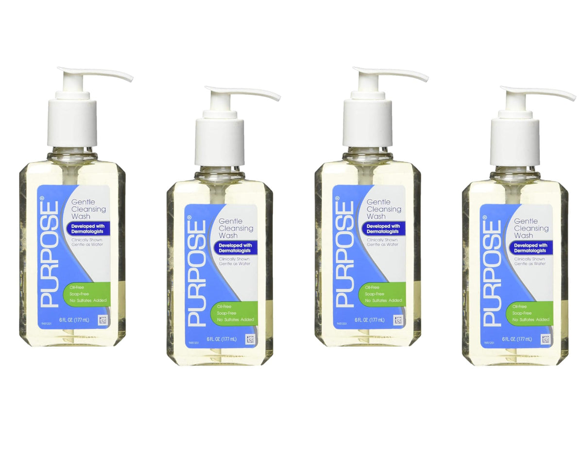 Purpose Gentle Cleansing Wash bottle front shows skin-friendly cleansing formula