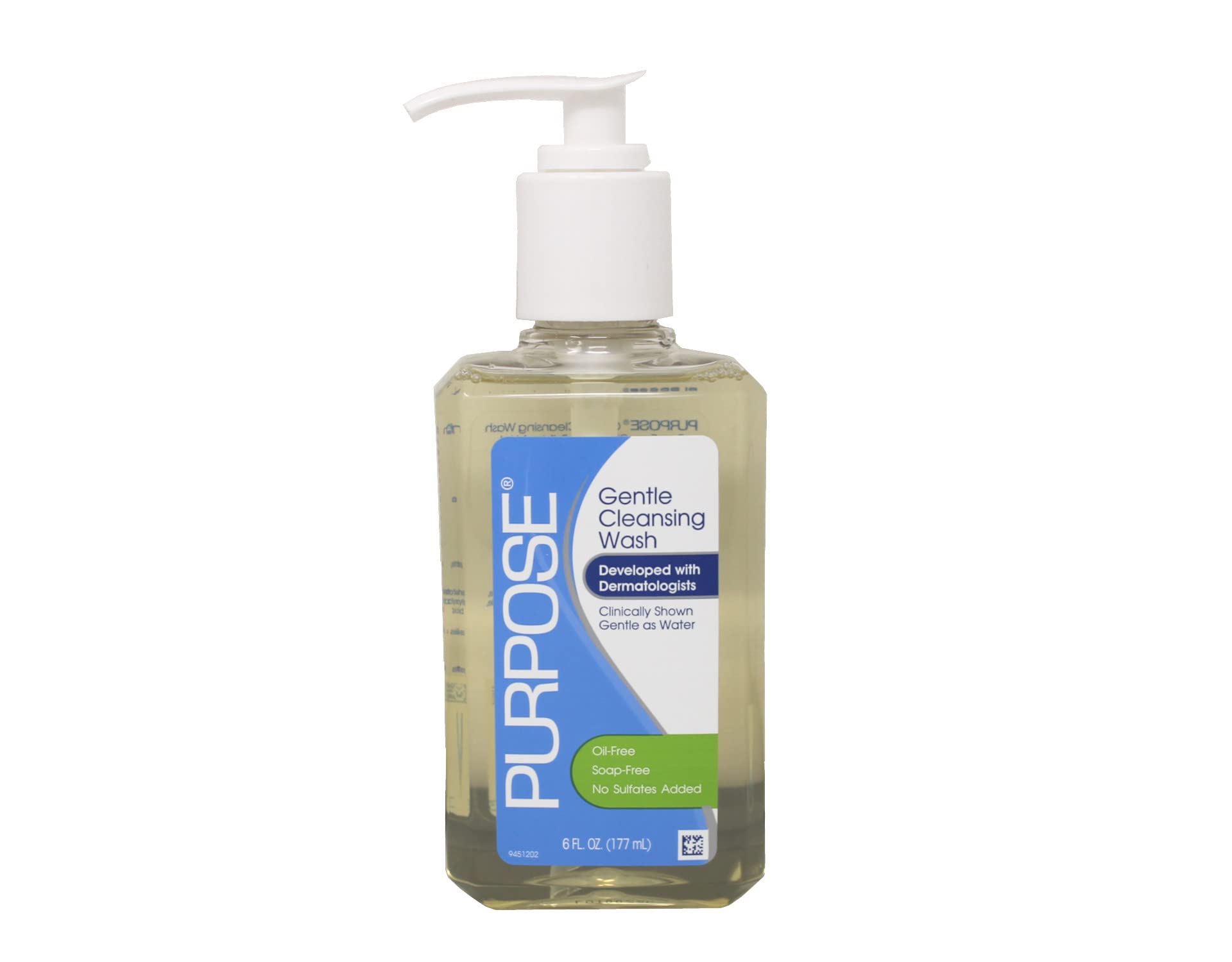 Purpose limpiador suave: etiqueta minimalista para un cuidado facial sencillo.