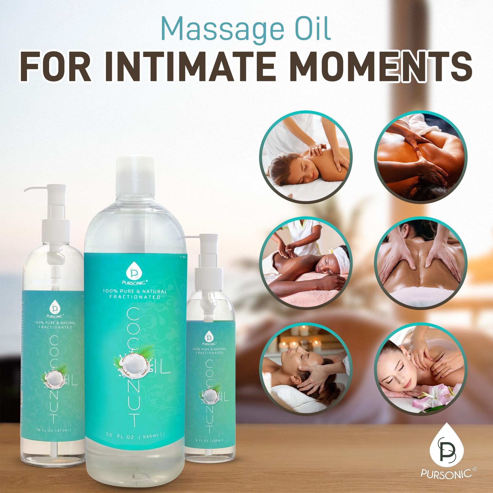 Pouring Pursonic oil from bottle to palm for simple application