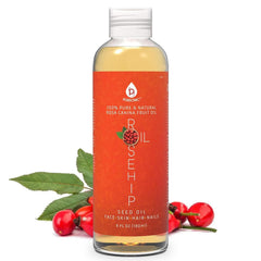 Pursonic Rosehip Oil bottle pour showing pure hydration for face and body