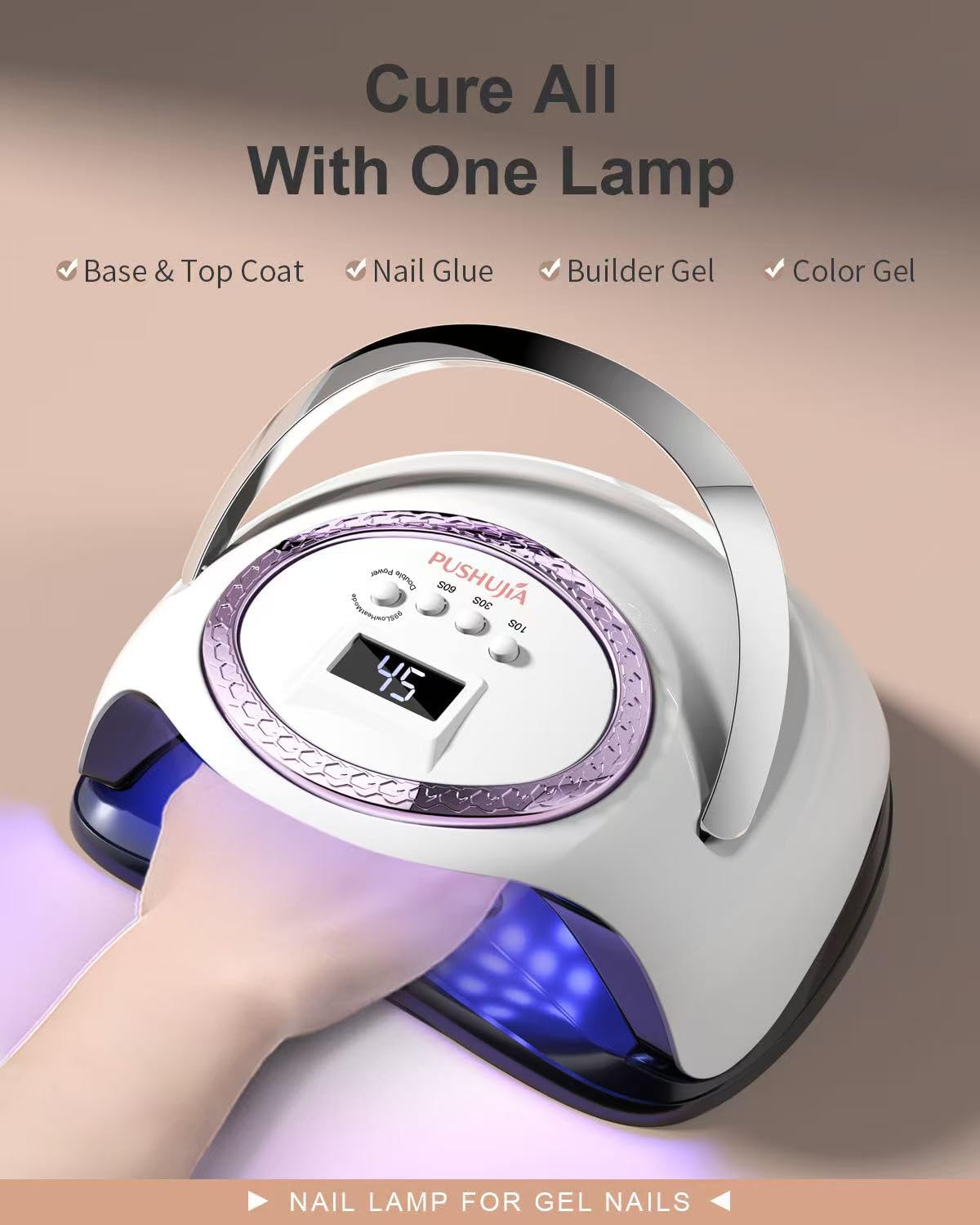 Pushujia 288W LED coverage ensures even curing across nails