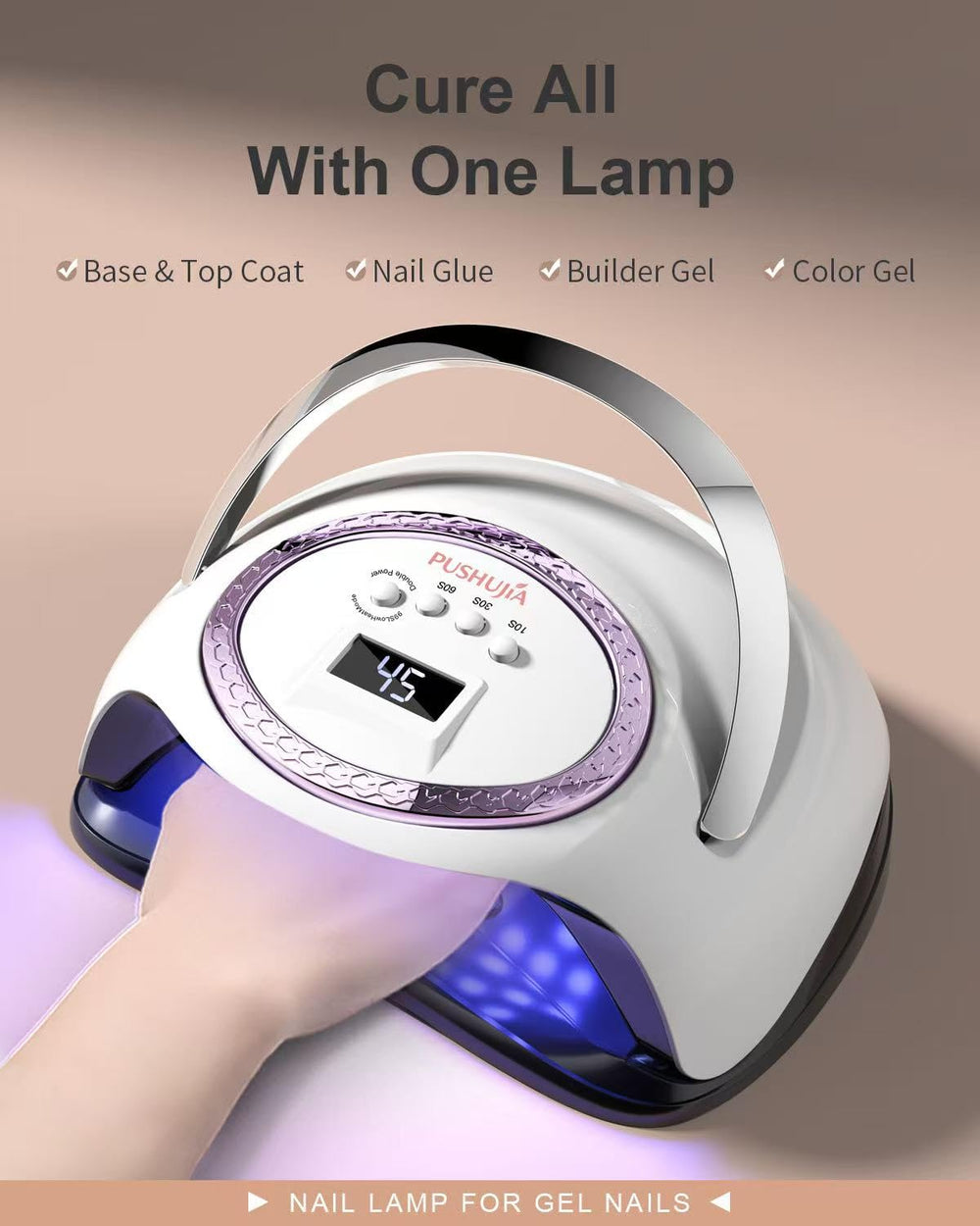 Pushujia 288W LED coverage ensures even curing across nails