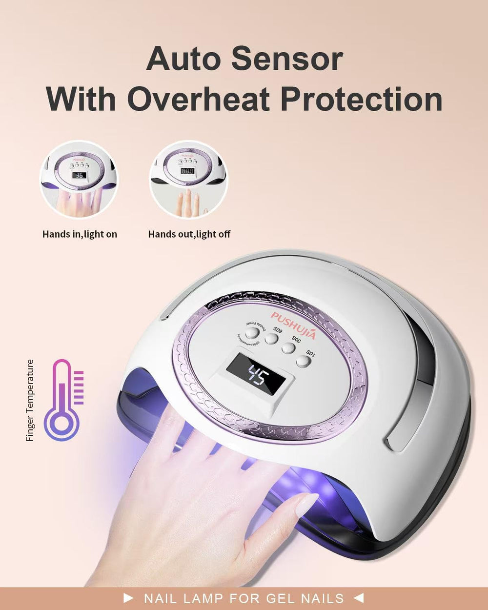 Pushujia 288W nail lamp smart sensor activates with hands