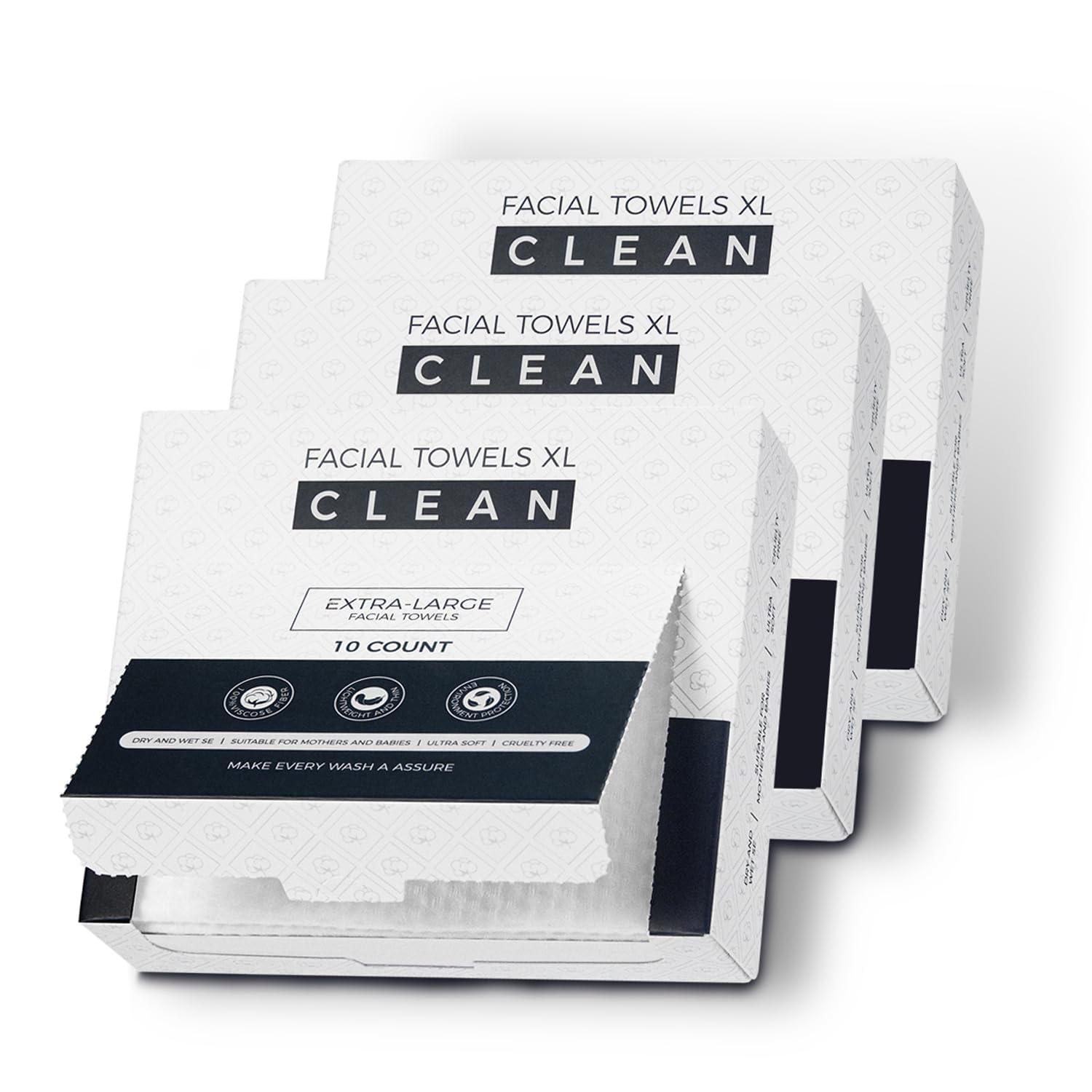 PUPUPE disposable face towels xl box 30-count for easy skincare removal on the go