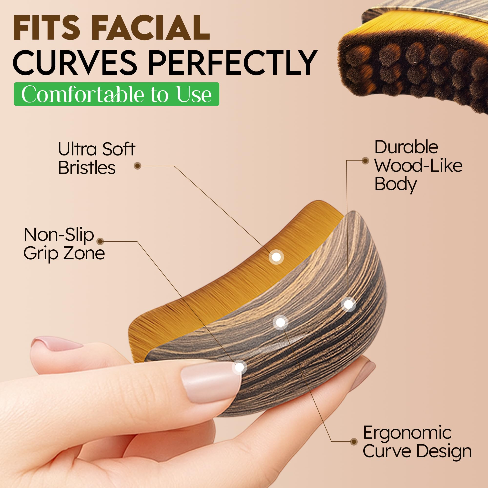 Puur House Ergonomic Face Brush with a precision handle for controlled facial massage.