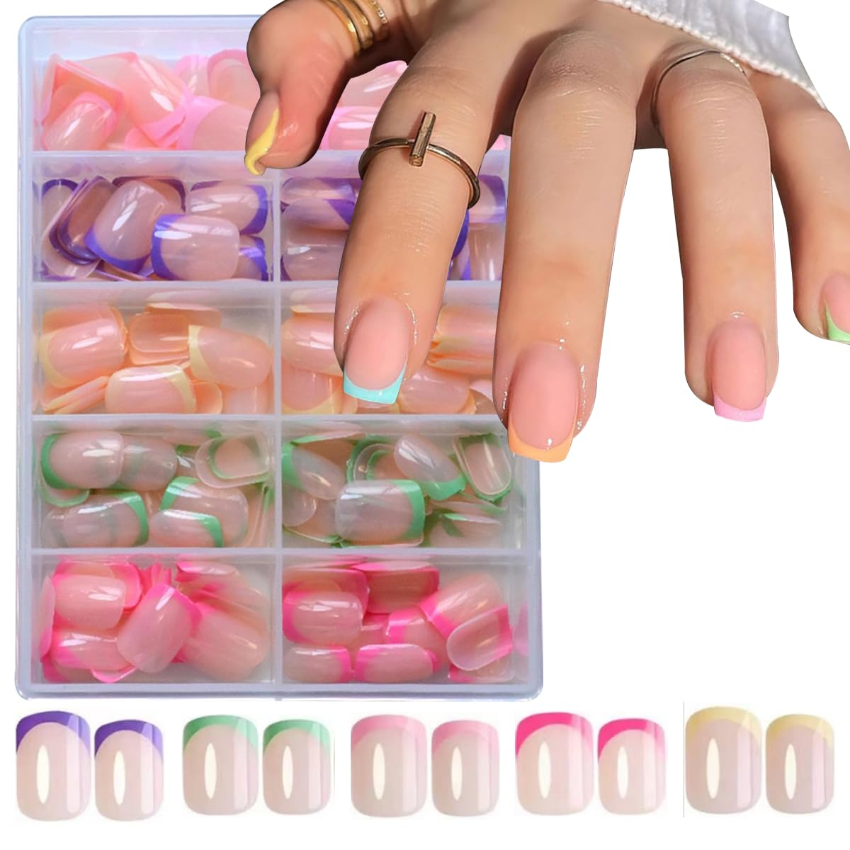 Puyokinm uñas francesas color pastel para realzar looks rápidos.