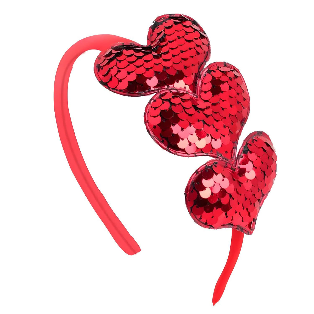 Pvoiue red heart headband with holographic sequins for festive Valentine styling