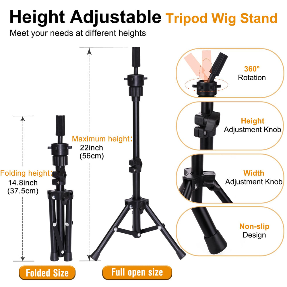 PWEOUKE table clamp stand secures the head for hands-free wig work
