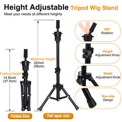 PWEOUKE table clamp stand secures the head for hands-free wig work