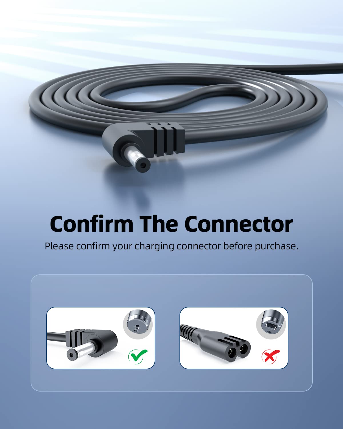 Pwept charger with 100-240V input for travel use.
