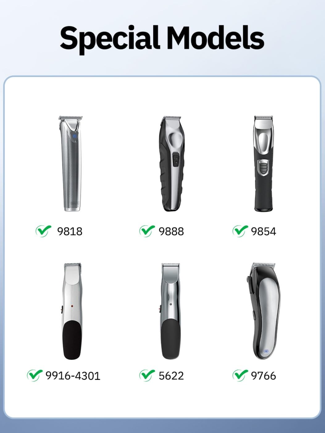 Pwept Wahl charger with round-tip connector for reliable compatibility.