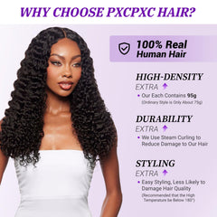 PXCPXC Burmese curly bundles 3-pack ready-to-wear extensions for quick, versatile styling.