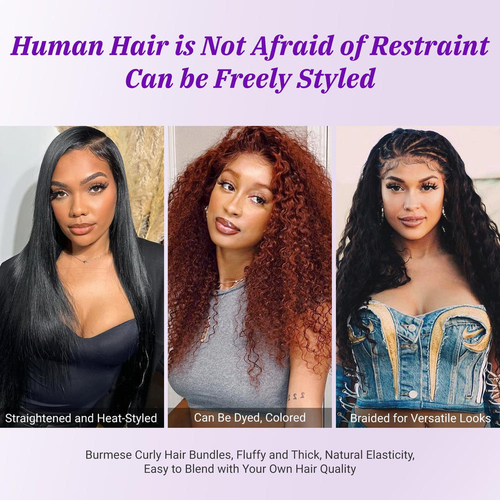 PXCPXC Burmese curly bundles spiral end style enhances natural curl patterns.