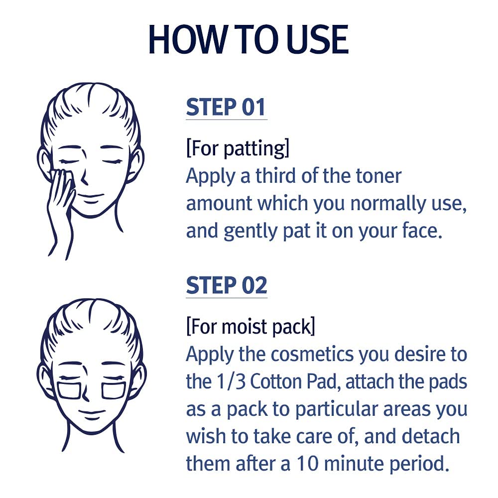 Neatly arranged PKY 1/3 cotton pads emphasize lint-free makeup removal.