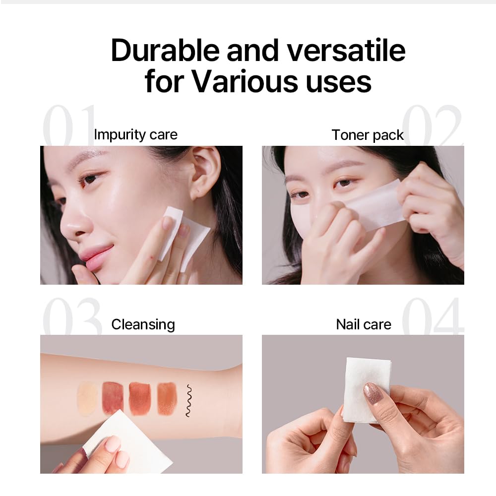 Pad beside toner bottle demonstrating absorbency and skin-friendly use.