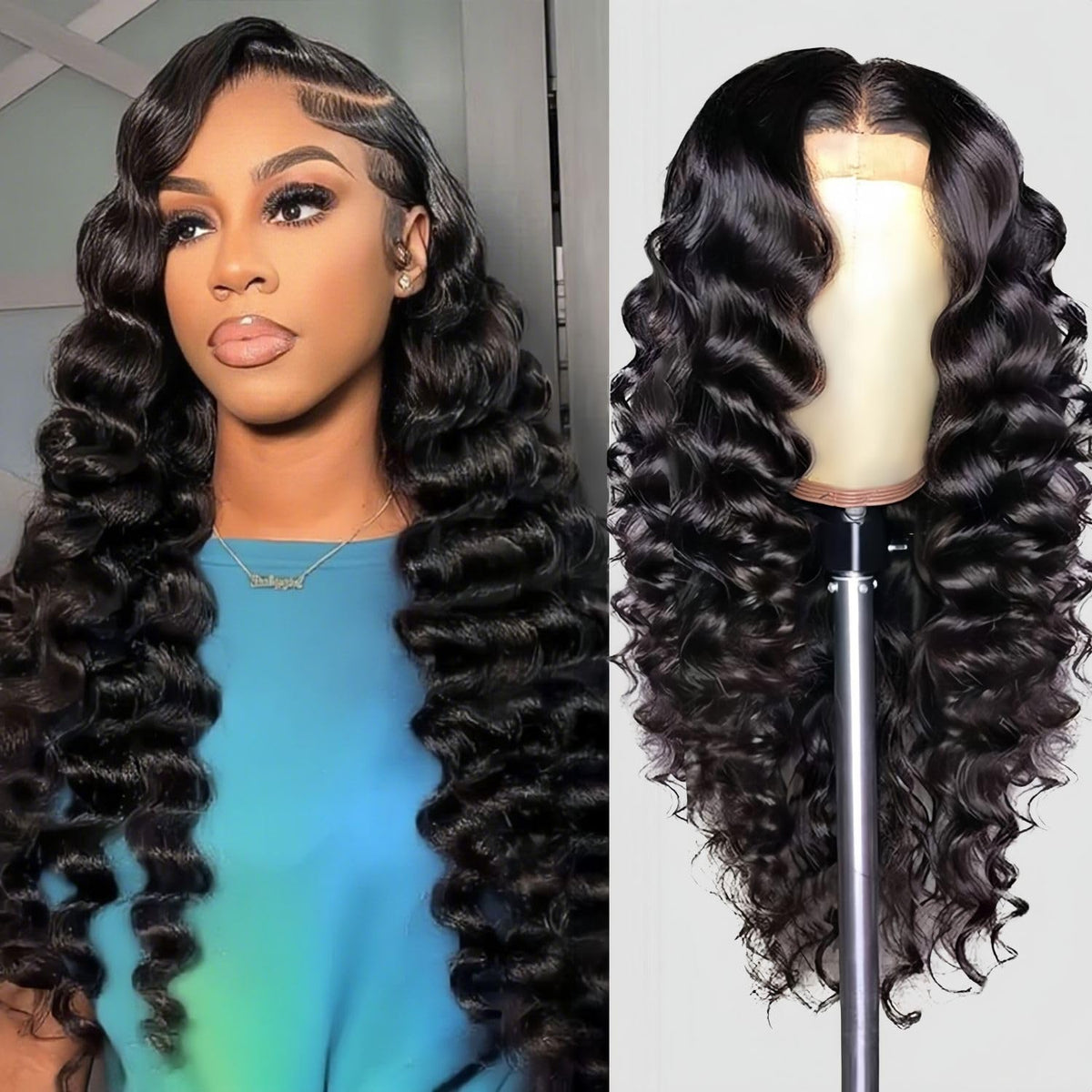 PYY Deep Wave Lace Front Wig with HD lace for natural hairline and seamless blend