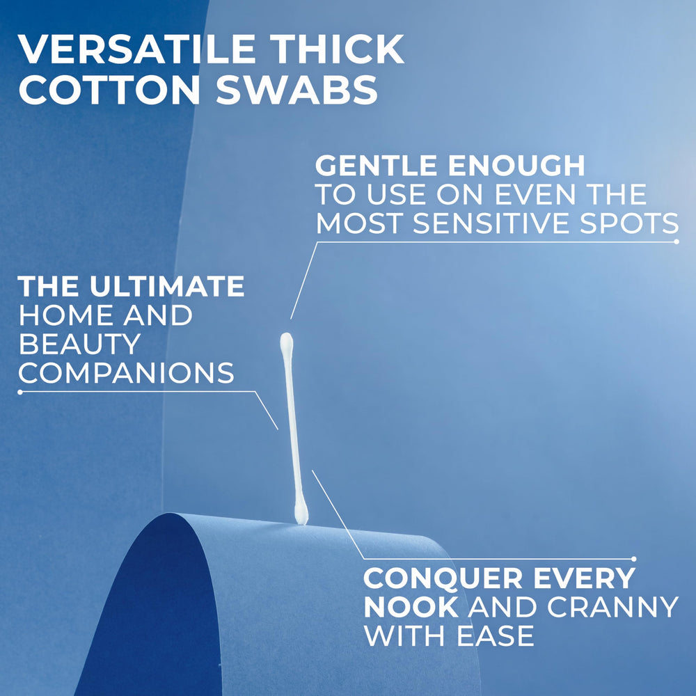 Q-tips cotton swabs closeup cotton tip, soft feel for precise application.