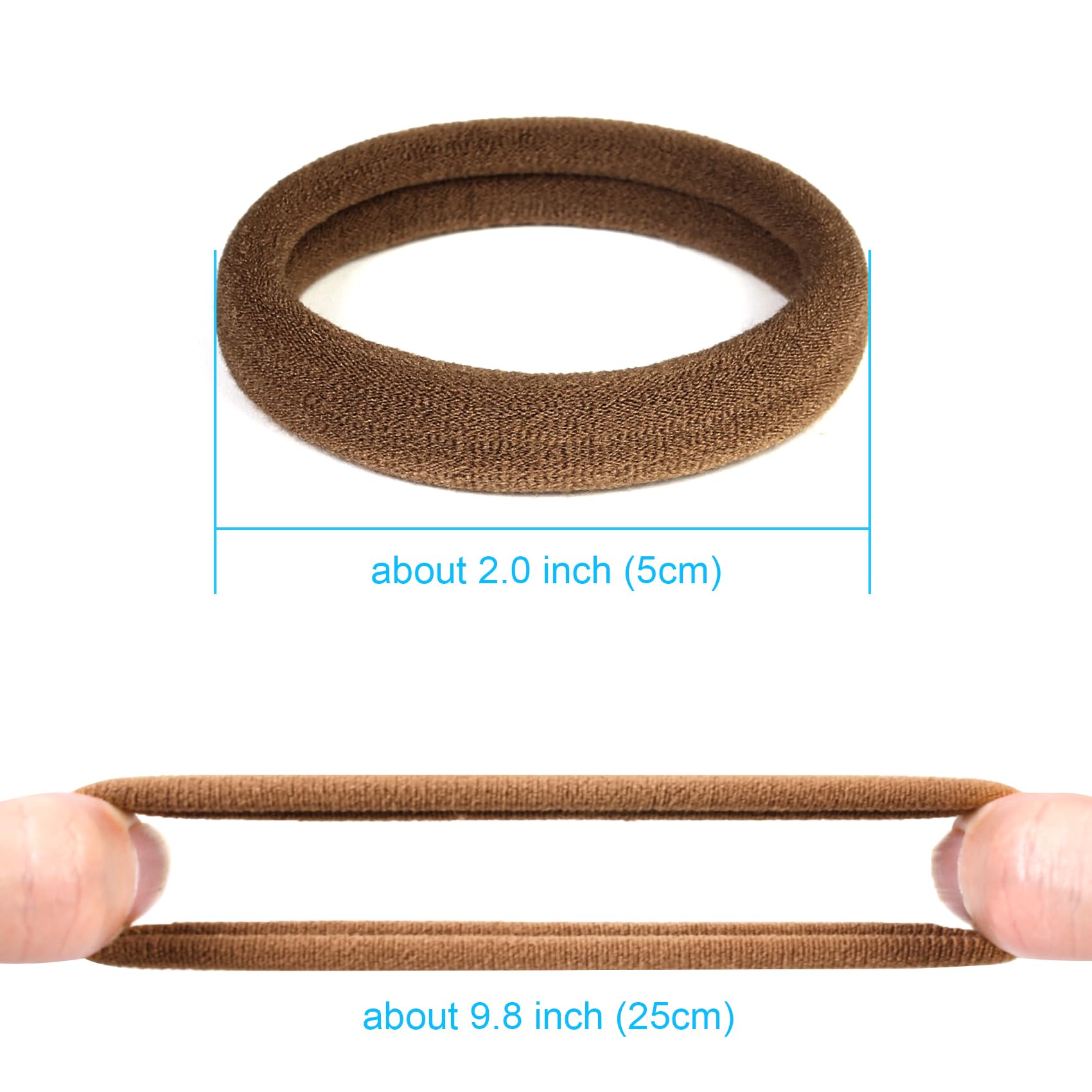 Qarwayoc brown soft ponytail holders prevent hair damage during removal.
