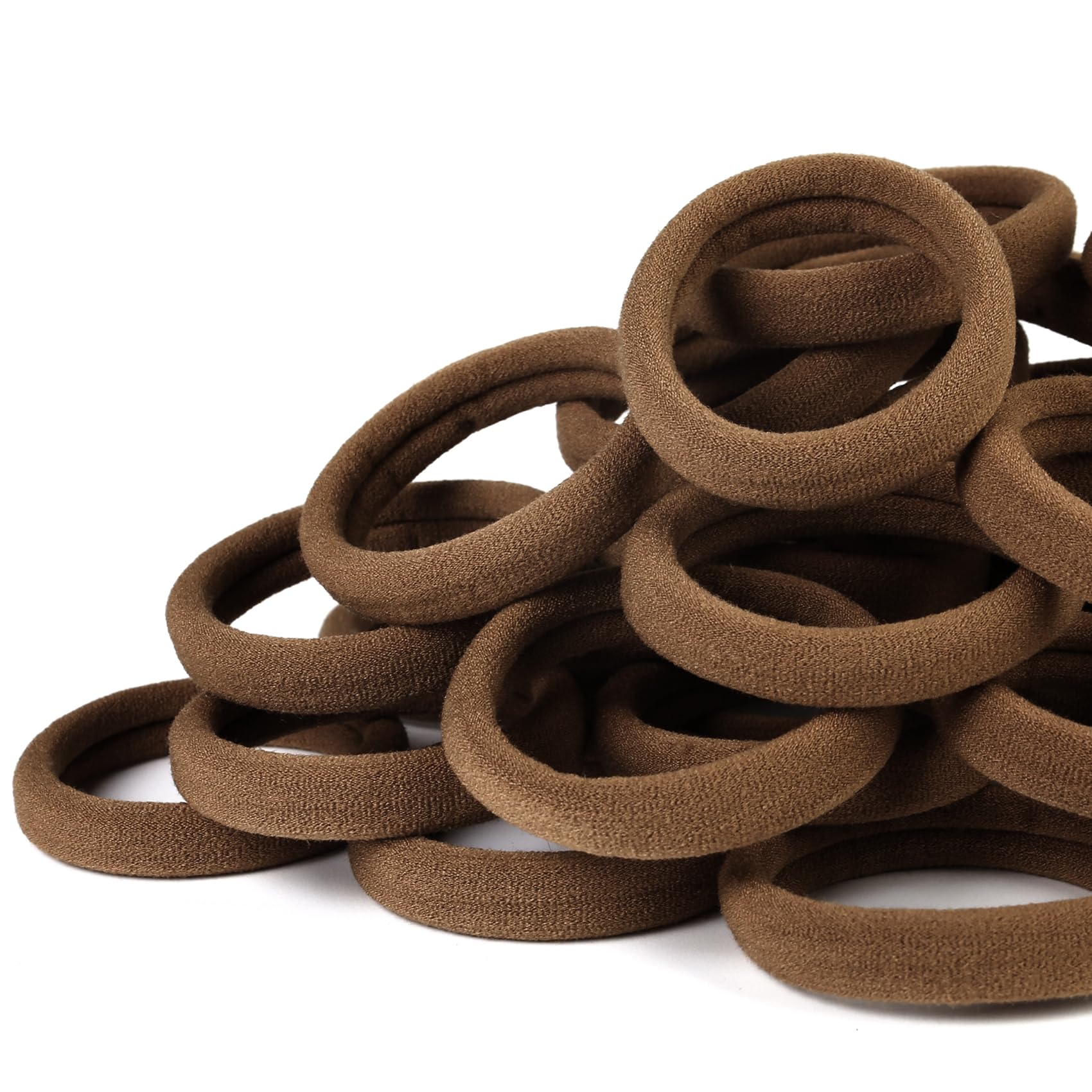 Qarwayoc brown seamless hair ties for stylish, gentle hold.