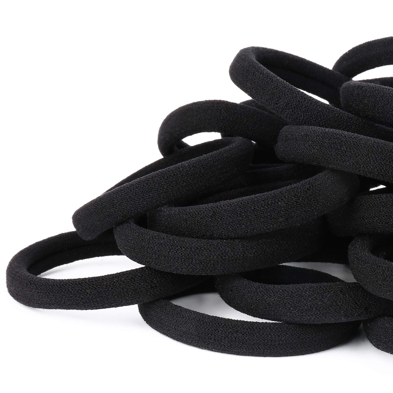 Qarwayoc seamless cotton hair ties in black for thick hair hold