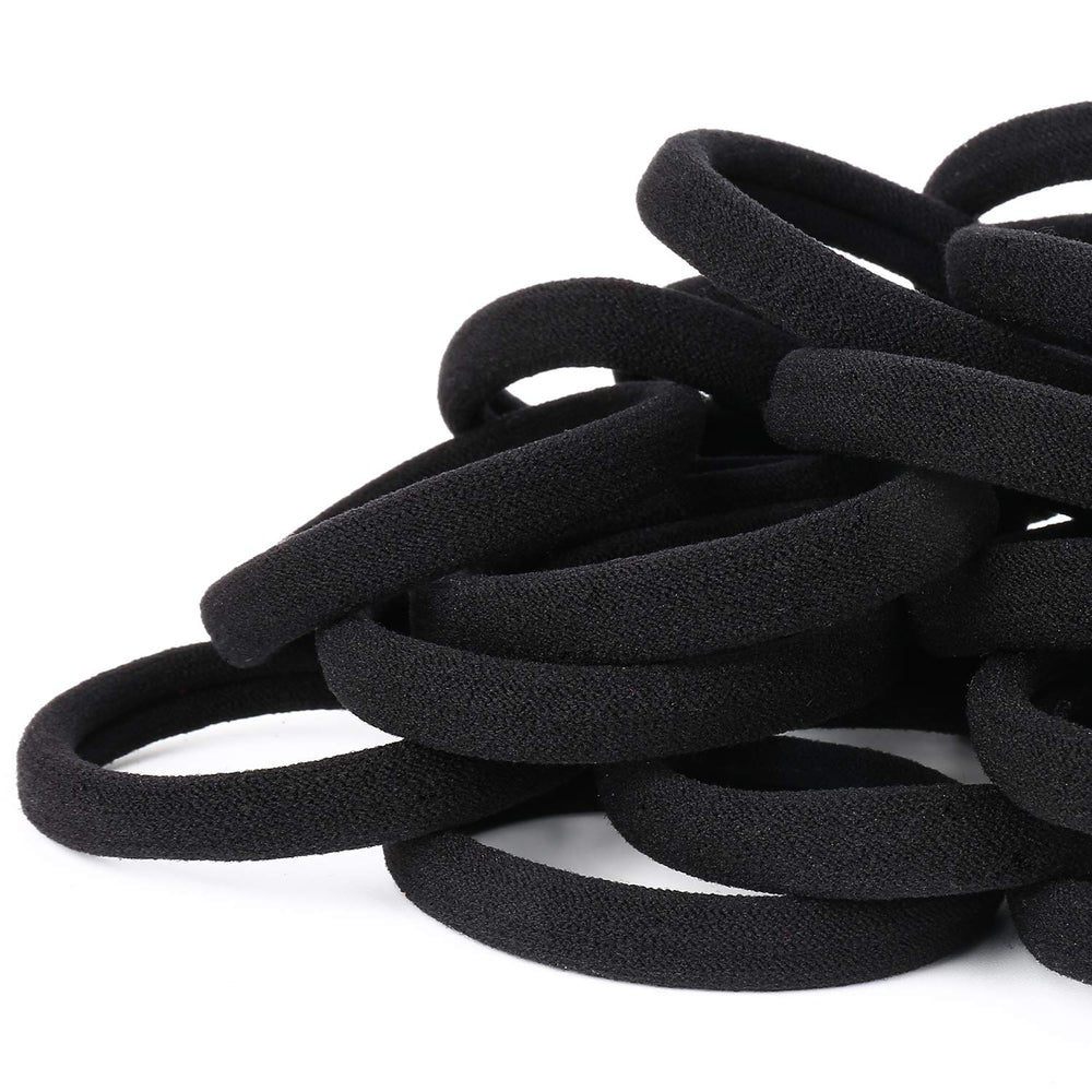 Qarwayoc seamless cotton hair ties in black for thick hair hold