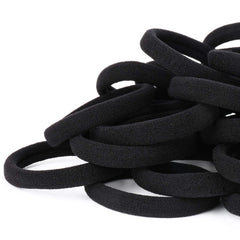 Qarwayoc seamless cotton hair ties in black for thick hair hold